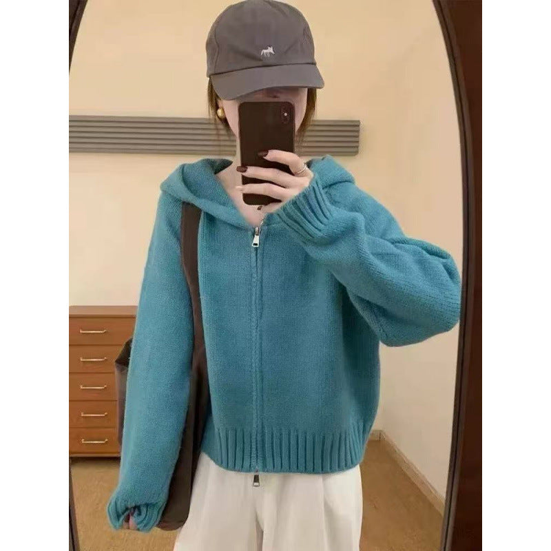 Chic Double-Zip Short Cardigan Sweater