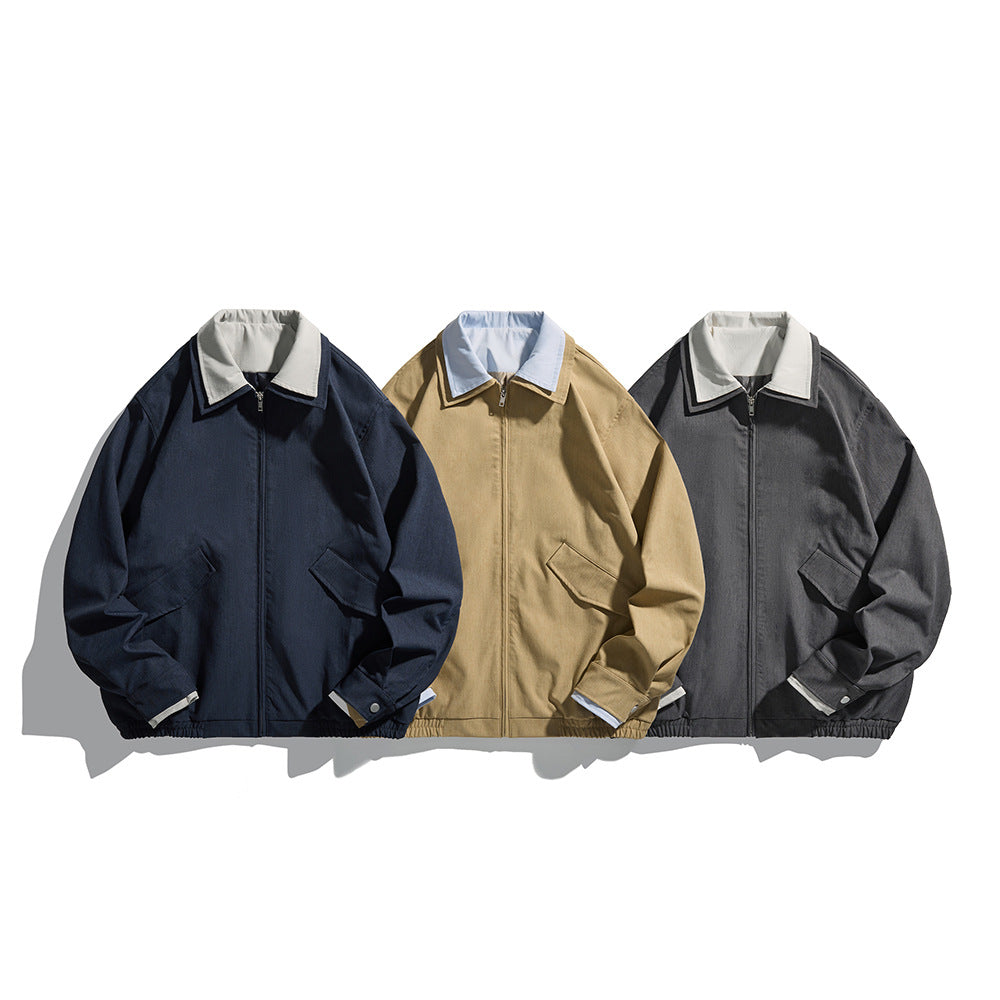 Double Layered Collar  False Two-Piece Splicing  Loose Fit Versatile Jacket Coat