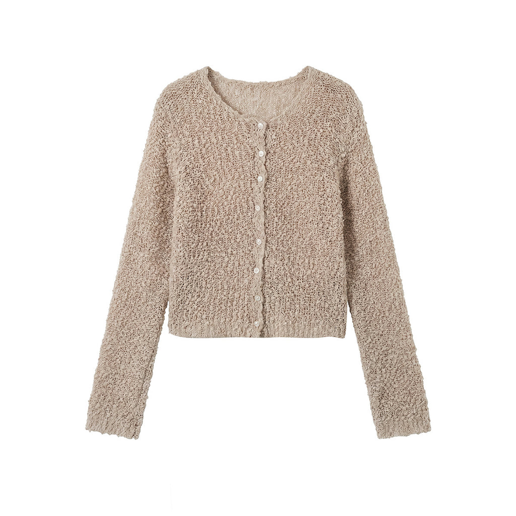Deer West Circle Knit Wool Cardigan for Women Autumn New Hollow-Out Slimming Top