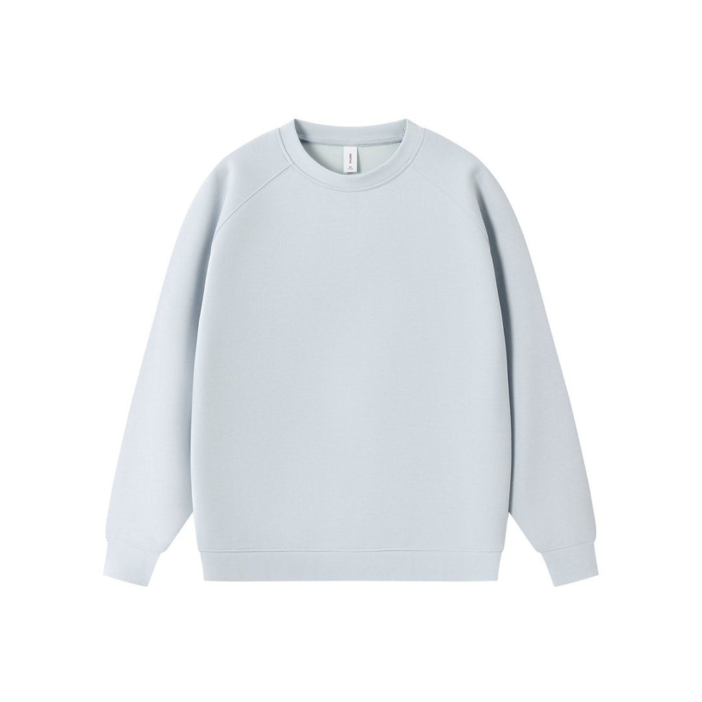 Solid color round neck pullover hoodie