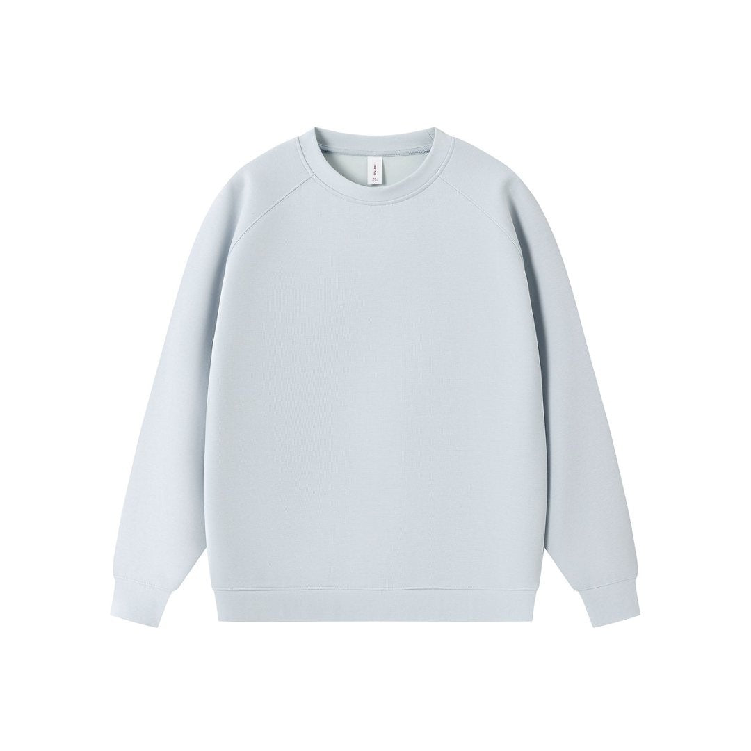 Solid color round neck pullover hoodie