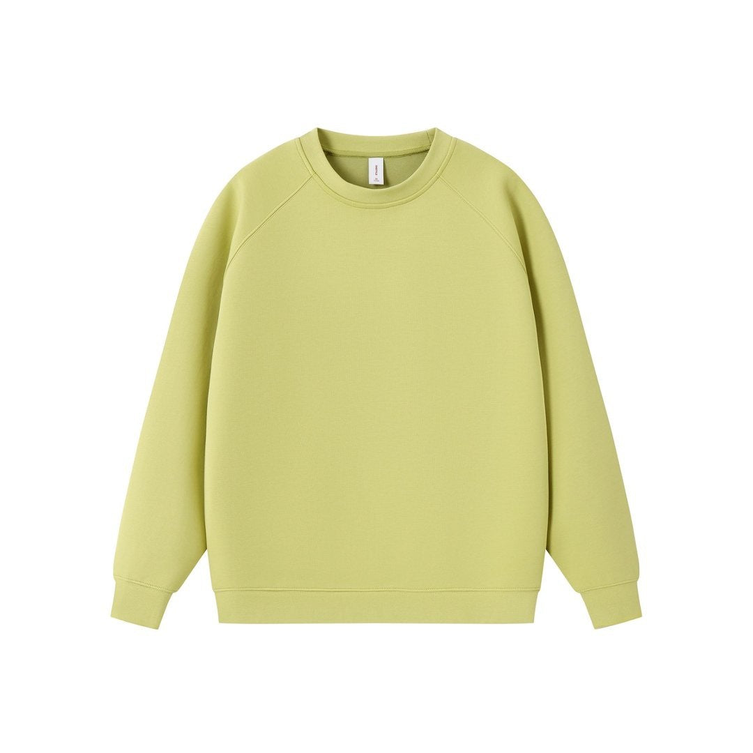 Solid color round neck pullover hoodie