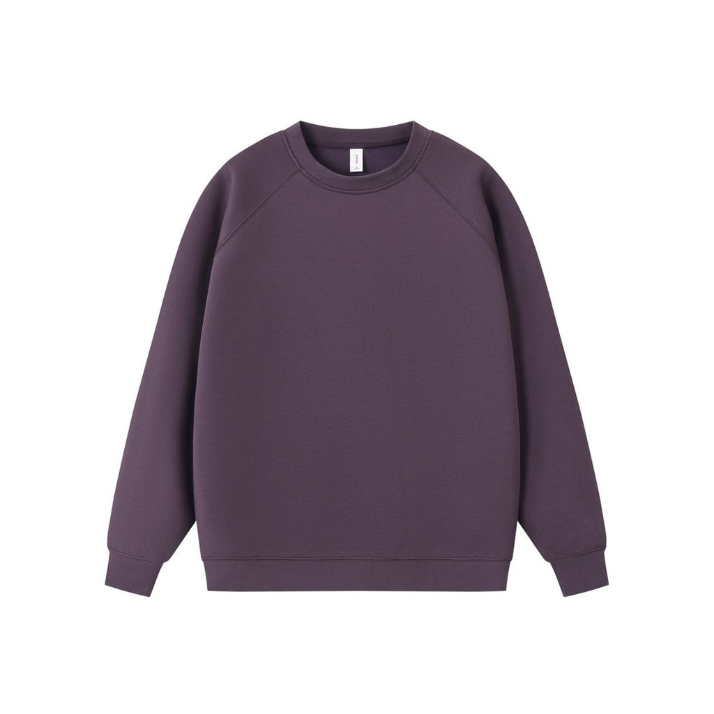 Solid color round neck pullover hoodie