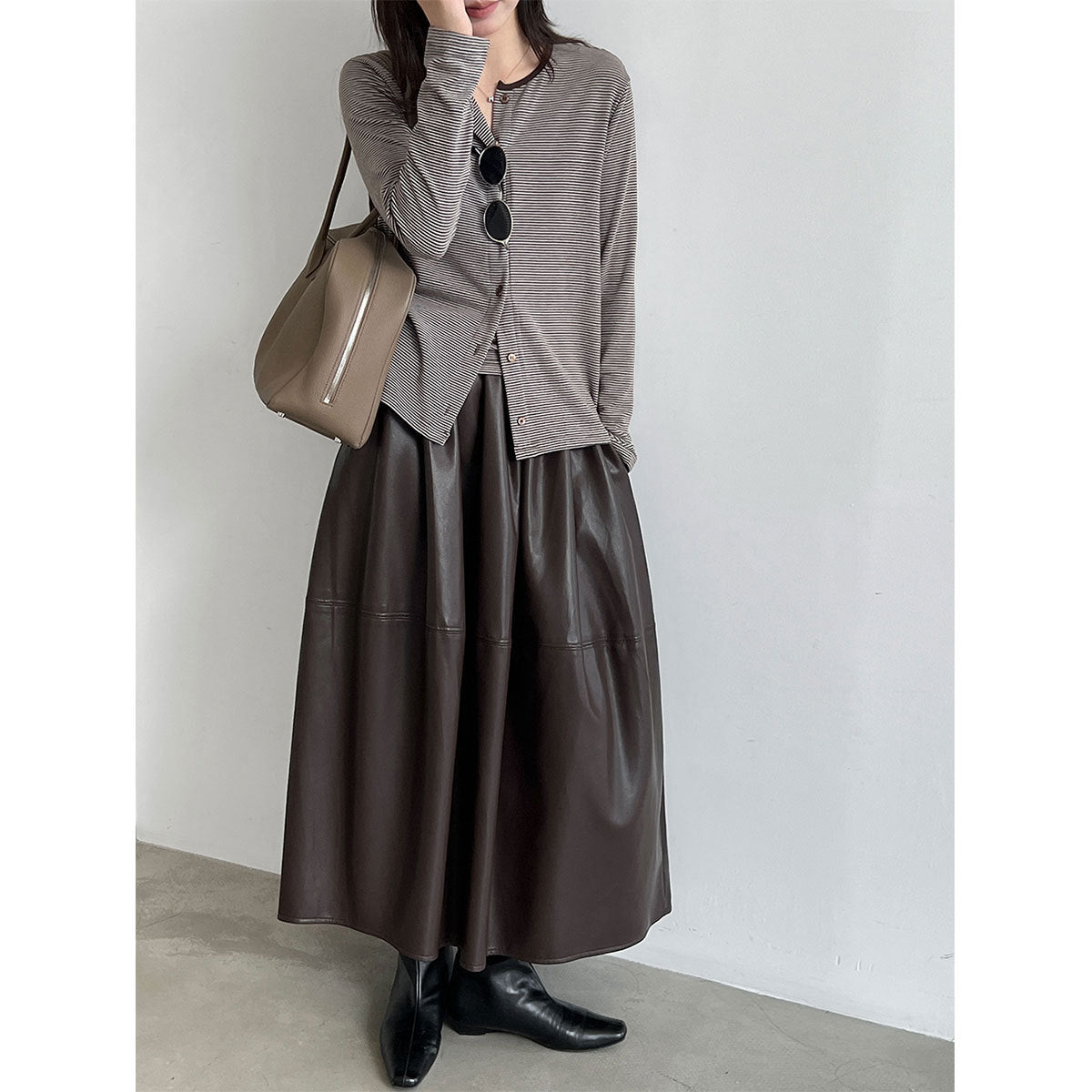 Striped Long Sleeve Cardigan + Matching Color Camisole Set for Women Slim-Fit Layered Two-Piece Outfit