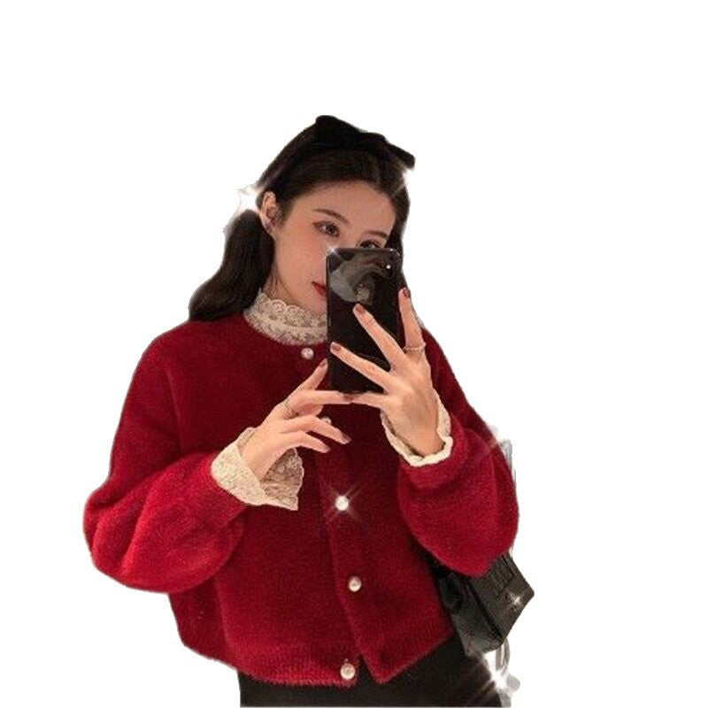 Faux Mink Knit Cardigan for Women, Loose Fit, Soft and Cozy Sweater Coat