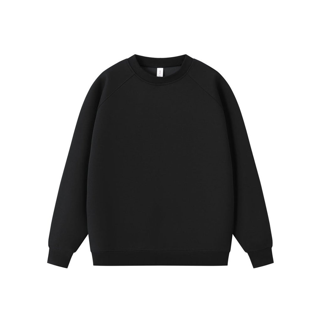 Solid color round neck pullover hoodie