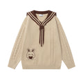 Striped large collar sweater
