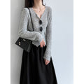 Deer West Circle Knit Wool Cardigan for Women Autumn New Hollow-Out Slimming Top