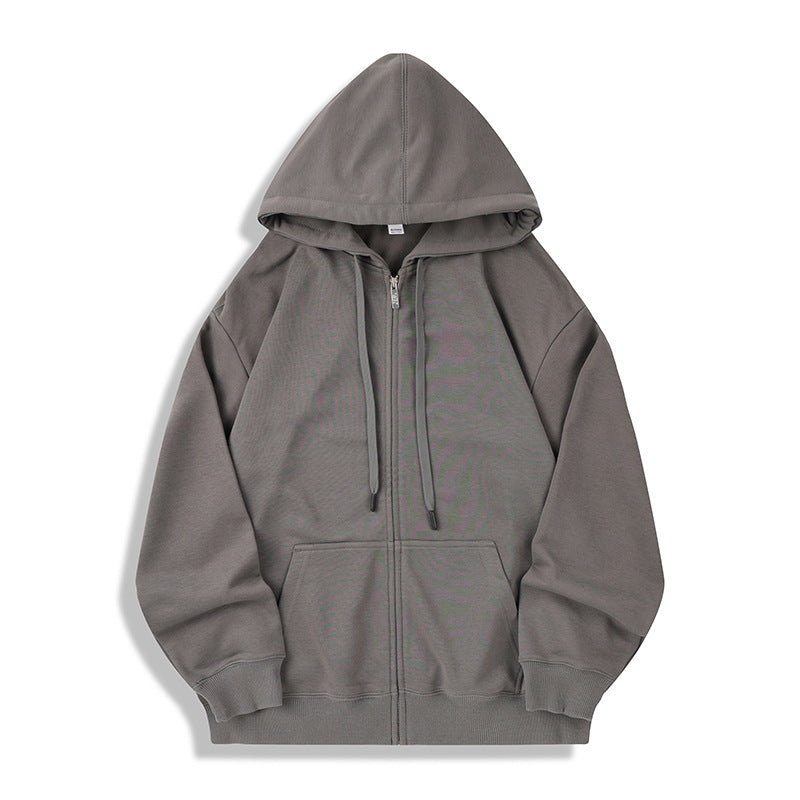 Hooded zipper long sleeved sweatshirt