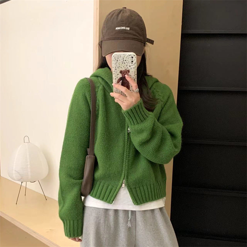 Chic Double-Zip Short Cardigan Sweater