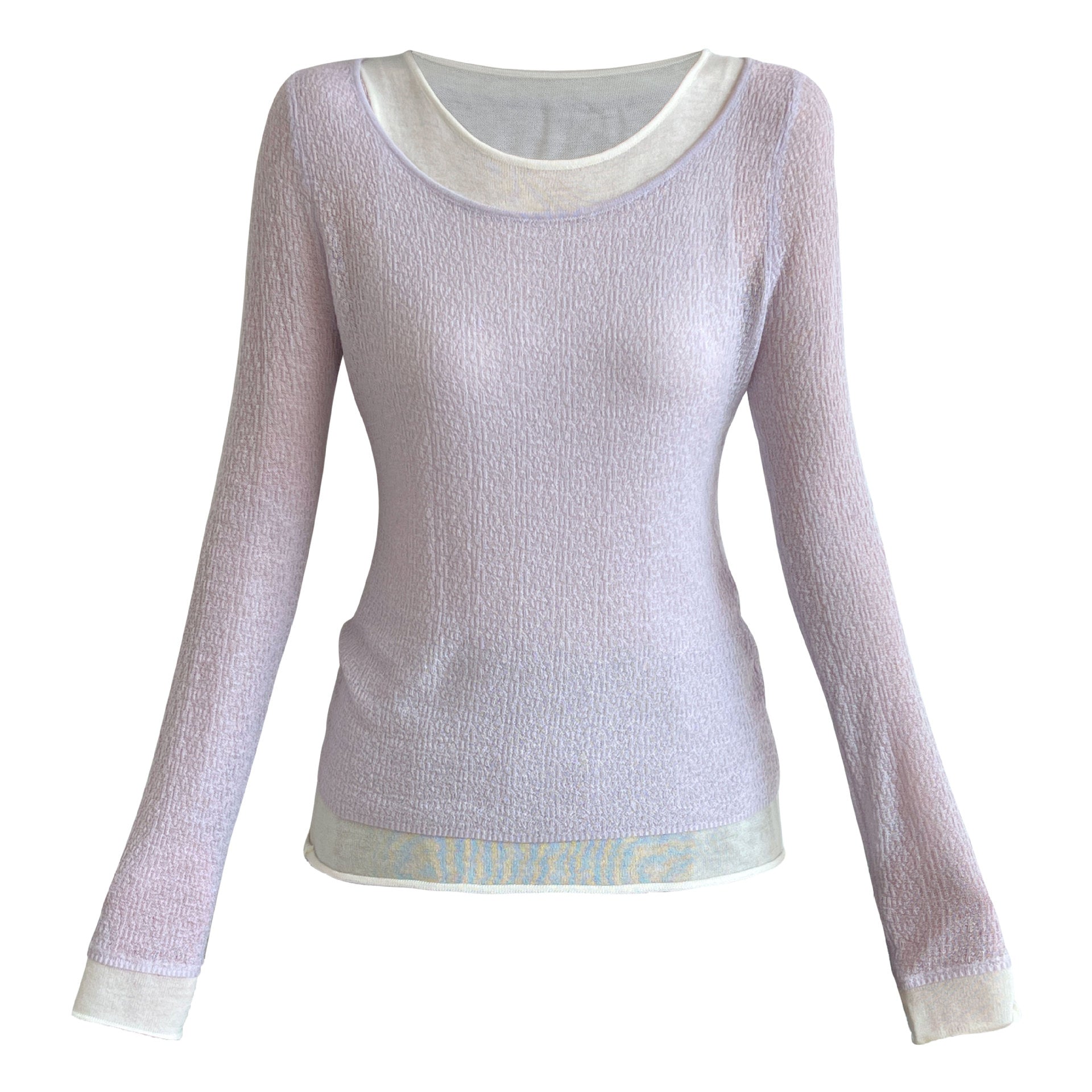 Wool Faux Two-Piece  Long Sleeve Basic Top for Women New Slim Fit Knitwear Shirt