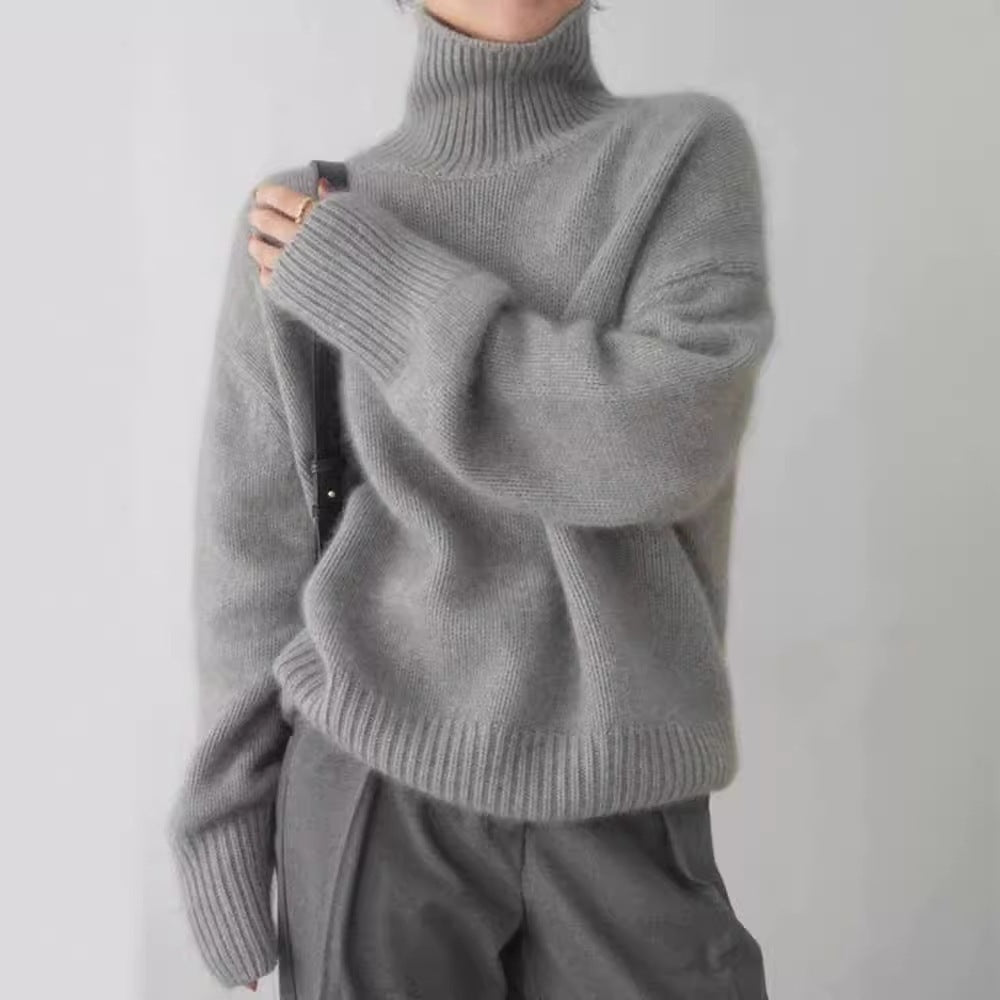 Women's thick and loose autumn and winter high neck sweater
