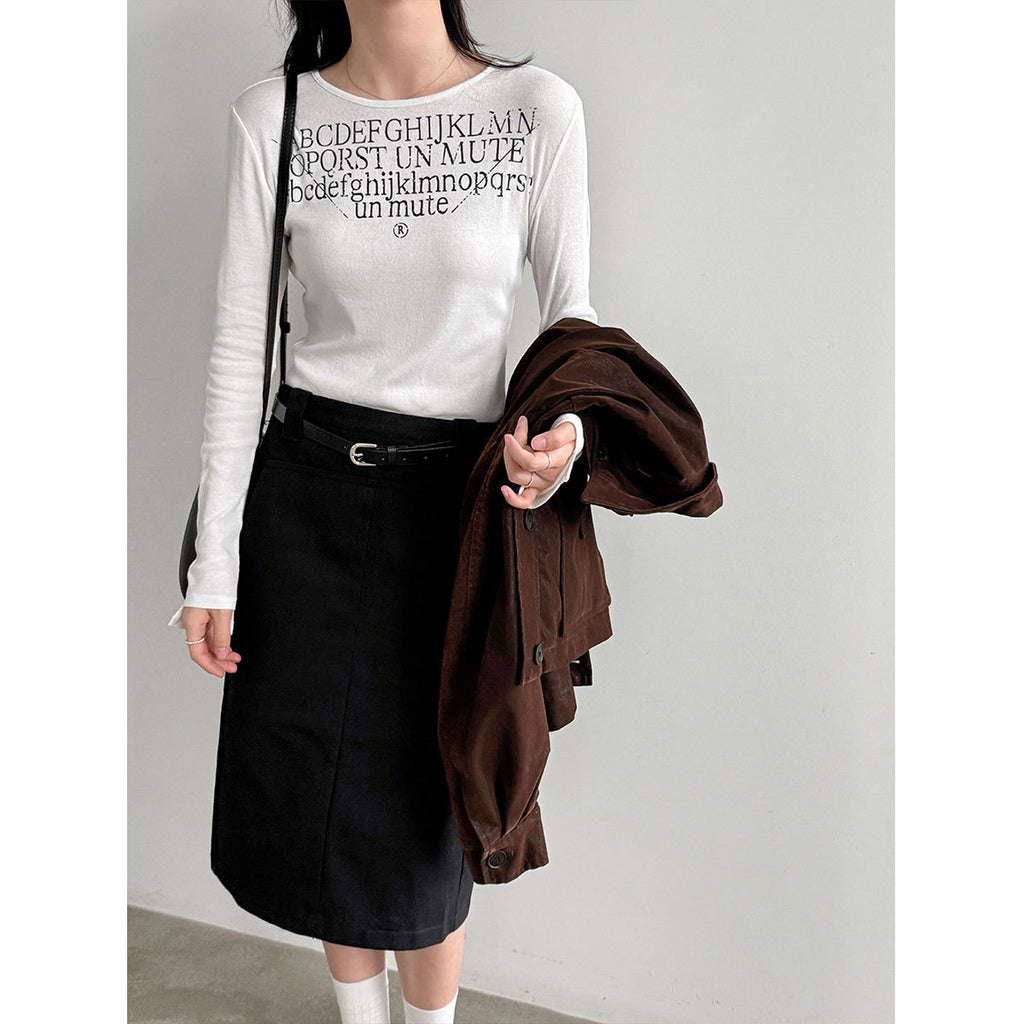 Round Neck Long Sleeve T-Shirt for Women Casual Workwear Basic Top