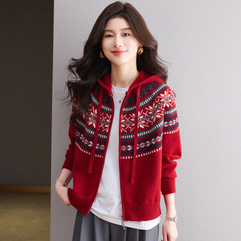 Open Front Hooded Sweater for Women, Loose Knit Cardigan, Casual Outerwear