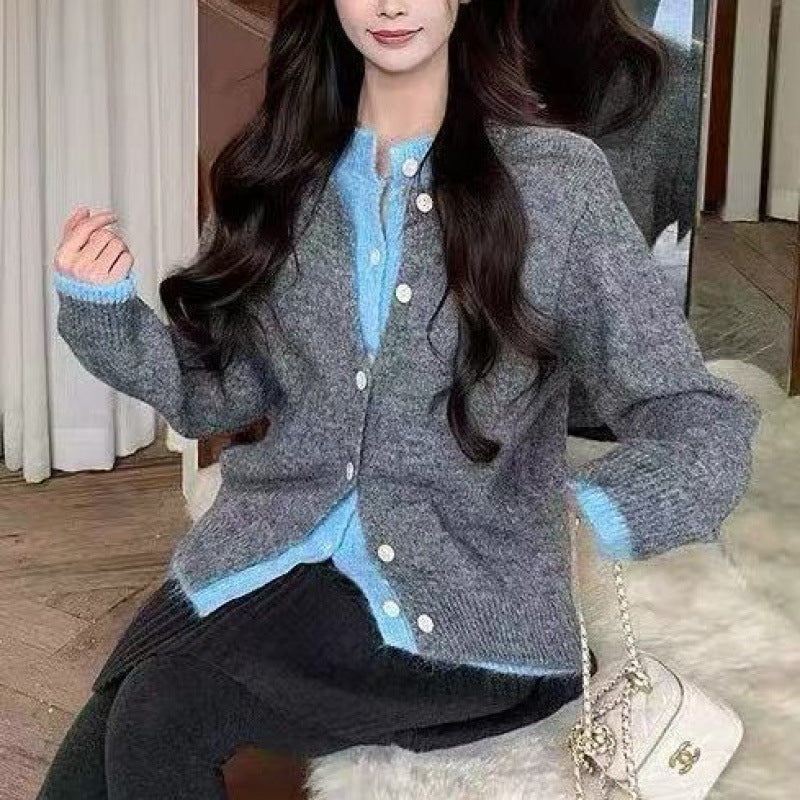 Fake Two-Piece Loose Soft Knit Sweater Coat for Women