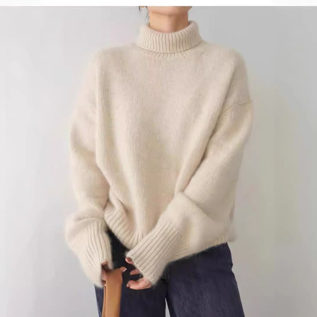 Women's thick and loose autumn and winter high neck sweater