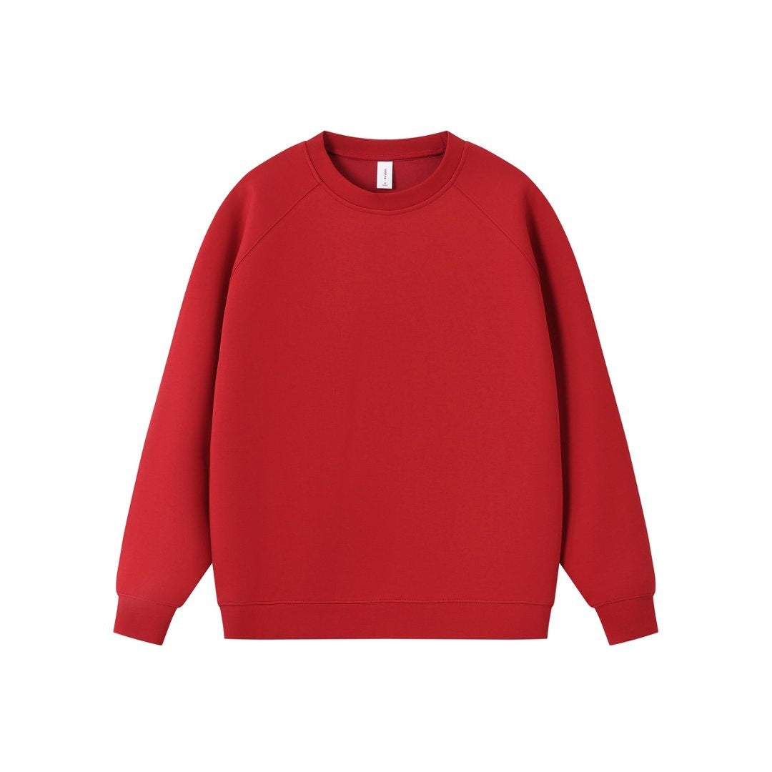 Solid color round neck pullover hoodie